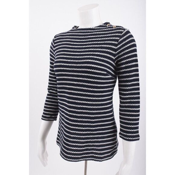 Talbots Womans Sweater Shirt Size PP 0-2 Petite Navy Blue White Striped NWOT - Picture 3 of 6